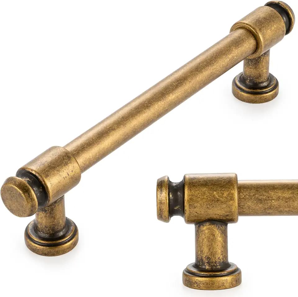 KOOFIZO 10 Pack 5 in Antique Brass Cabinet Pulls, Brass Drawer Handles P11