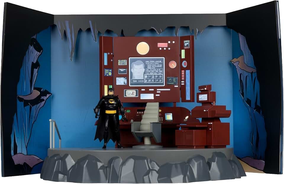 McFarlane Toys- Batman: The Animated Series The Batcave Playset with Exclusive Batman 6in Action Figure Gold Label