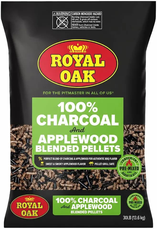 Royal Oak 100% Charcoal & Apple Pellets, 30 LB, Sweet BBQ, Pellet Grill