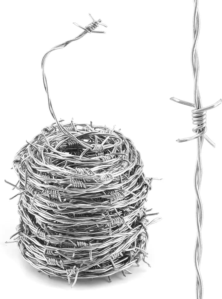 QWORK® 20m Stacheldraht aus Feuerverzinkter Stahldraht - Drahtdurchmesser 1,8 mm