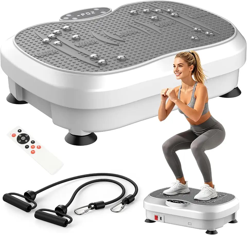 Vibration Plate Exercise Machine for Lymphatic Drainage, Whole Body Fitness Workout Equipment Stand Shake Board Sport Gym for Weight Loss Fat Burner for Women Men