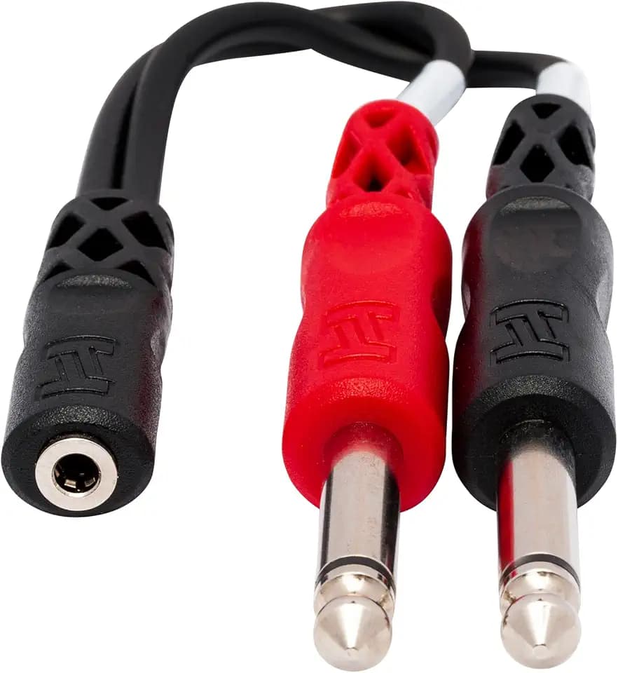 Hosa YMP-434 3.5 mm TRSF to Dual 1/4 Inch TS Stereo Breakout Cable