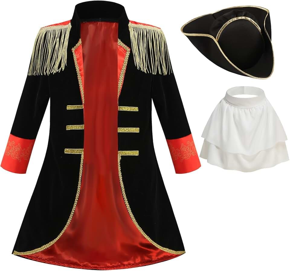 GRAJTCIN Colonial Costume Boys Revolutionary War Costume Kids 18th Century Historical Halloween Costume