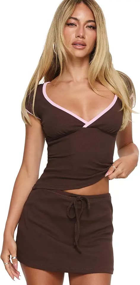 Princess Polly Women's Baseline Cross Over Cap Sleeve Top