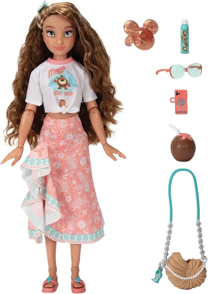 Disney ILY 4EVER Vaiana Modepuppe mit Zubehör, 29 cm, 13 Bewegungspunkte, offiziell lizenziert von Jakks Pacific. Komplett mit kombinierbarem Zubehör und glitzerndem Micky-Ring!