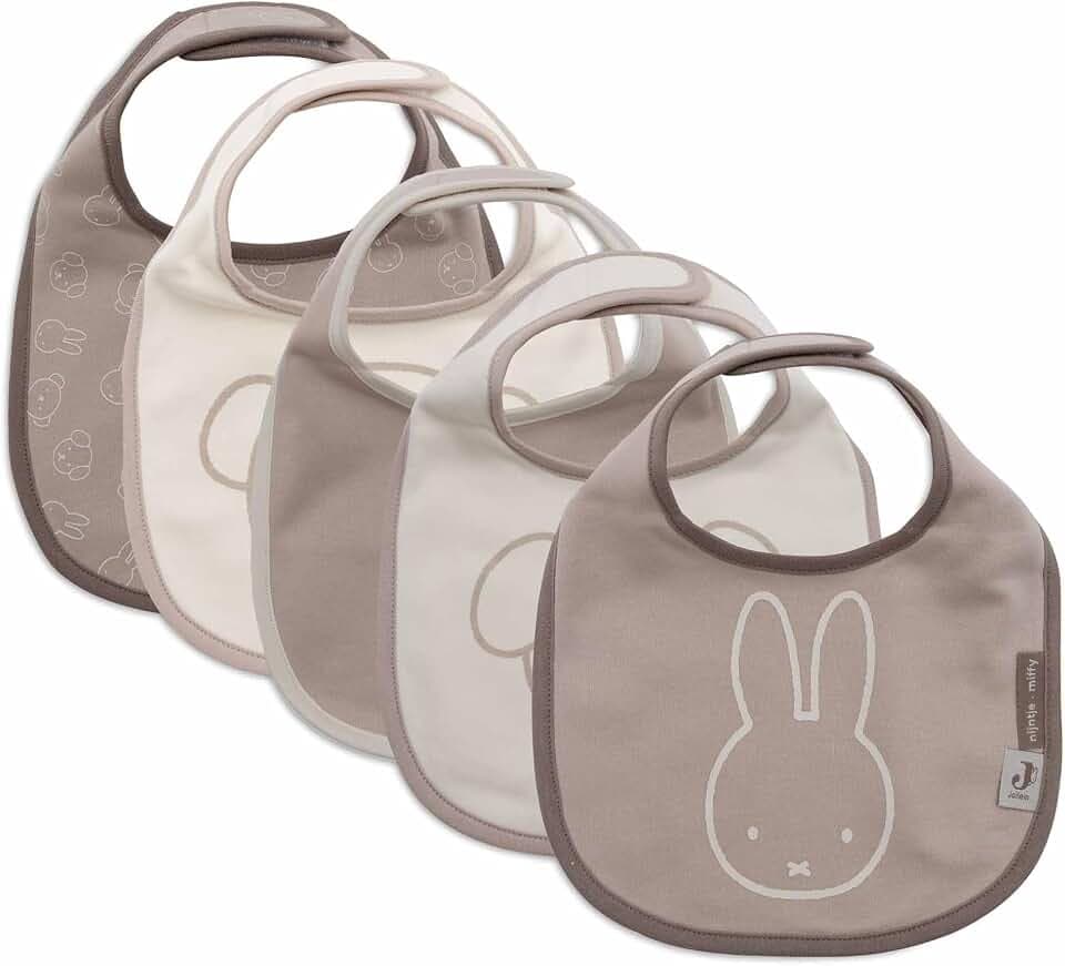 Jollein Lätzchen Baby - Miffy And Friends - 5er Pack - Lätzchen Wasserdicht - Mit Klettverschluss - Babylatz - Sabberlätzchen Baby