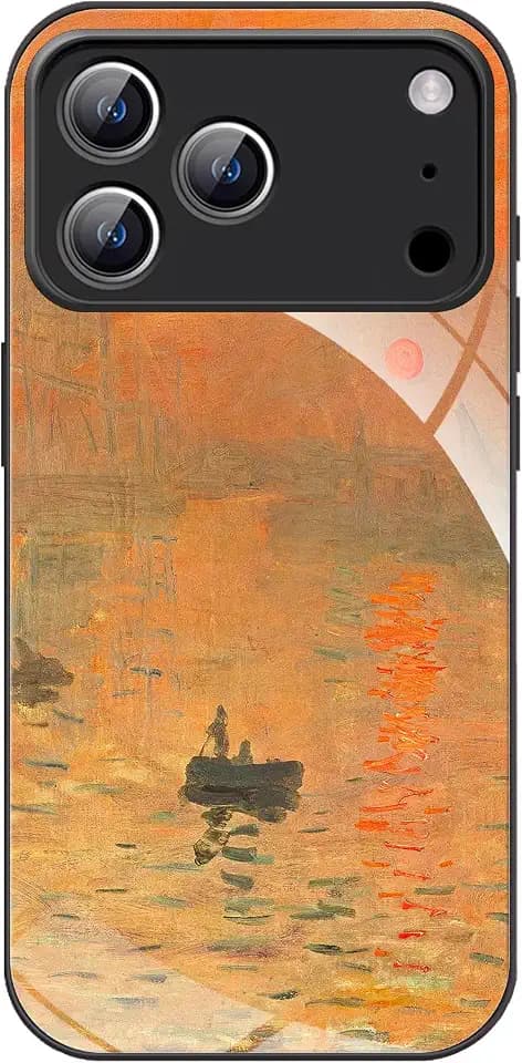 for iPhone 17 Pro Max Colorful Design Black Silicone Glass Case Sunrise