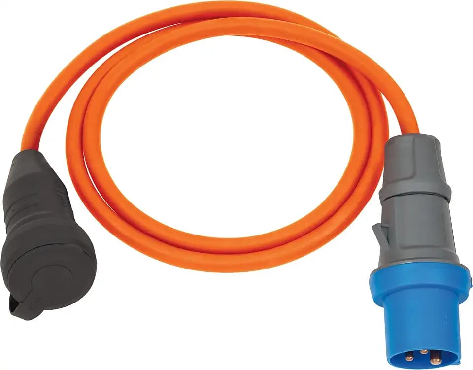 Brennenstuhl Camping Adapterkabel/CEE-Adapter mit CEE-Stecker und Schutzkontakt-Kupplung (1,5m Kabel in orange, H07RN-F 3G2,5, 230V/16A, für ständigen Einsatz im Außenbereich IP44, Made in Germany)