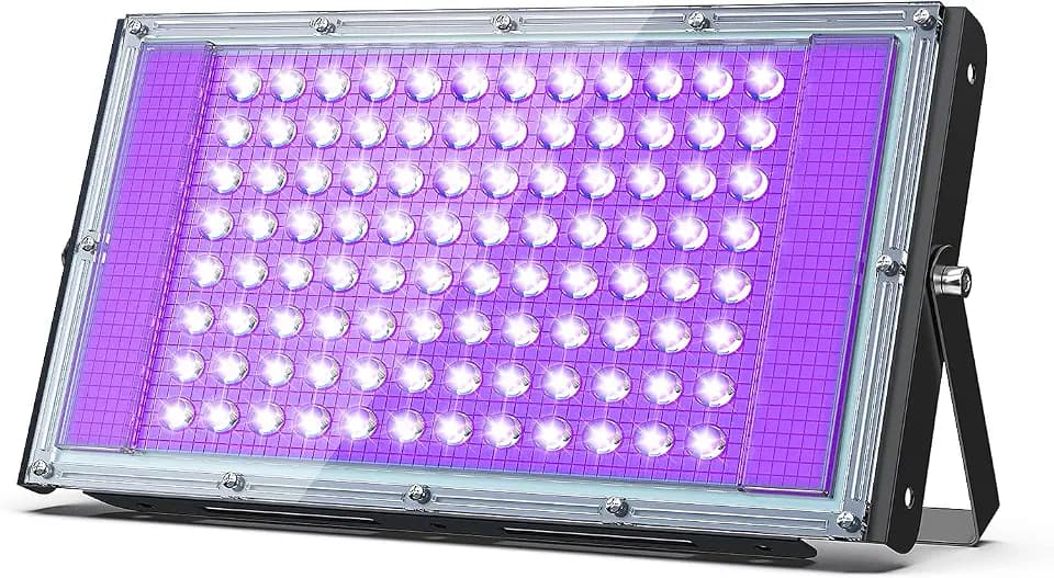 100W LED Black Light, Powerful UV Spotlight, IP66, 395nm UV Lamp for Christmas, Halloween Glow Party (1 Pack)