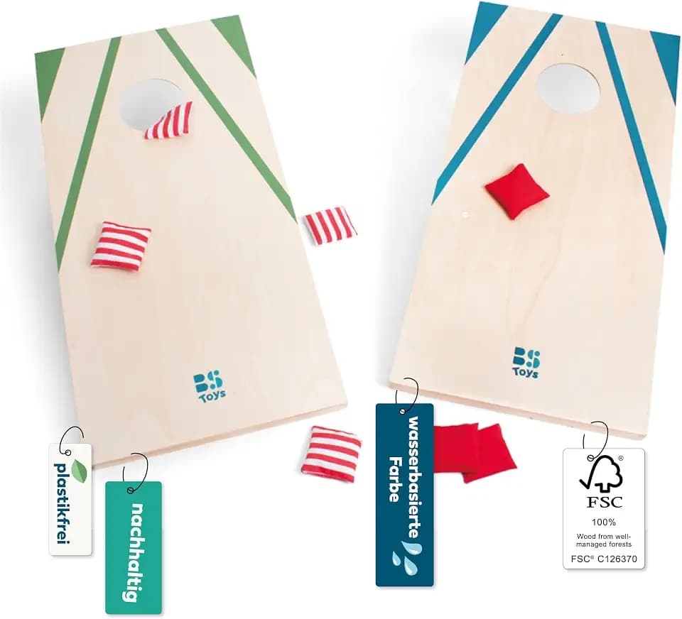 BS Toys Cornhole Spiel für Garten - Wurfspiel für Draußen - Holz Konstruktion - Spaß für die ganze Familie - Ab 6 Jahren