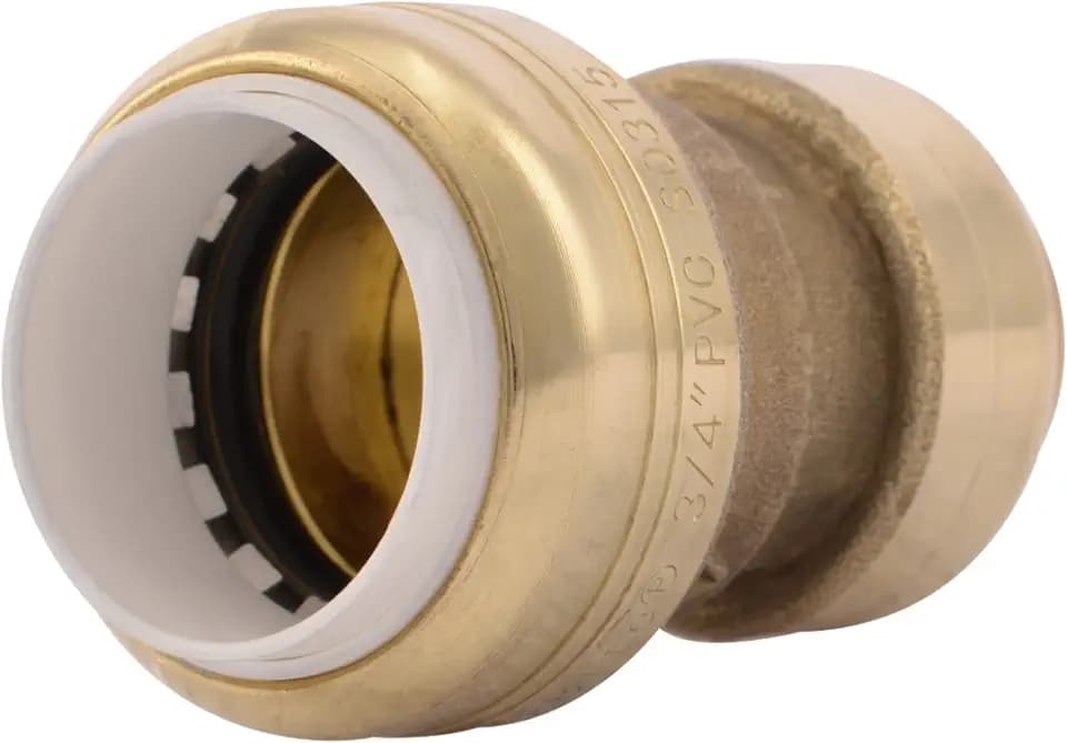 SharkBite 3/4 Inch CTS x 3/4 Inch PVC Transition Coupling, Push to Connect Brass Plumbing Fitting, PEX Pipe, Copper, CPVC, PE-RT, HDPE, UIP4016A
