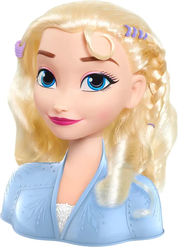 Just Play Disney Frozen 2 ELSA die Schneekönigin Frisierkopf Deluxe 20cm mit 14 Zubehörteilen für Styling-Spaß, ab 3 Jahren
