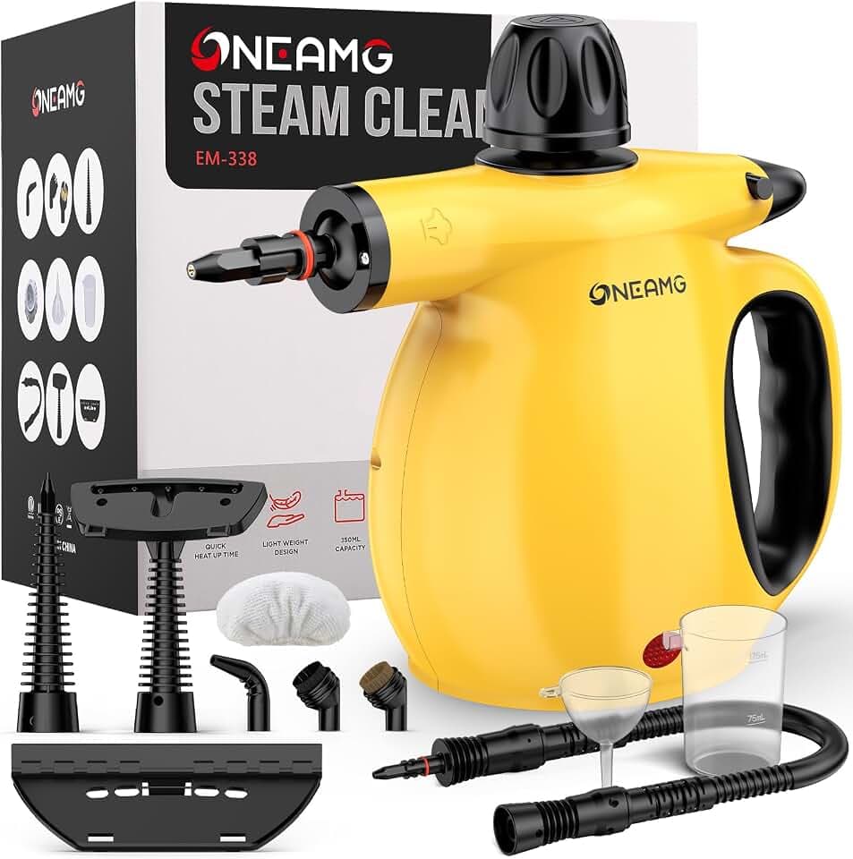 Dampfreiniger Handgerät,450 ml Wassertank 10 Zubehörteile mit Sicherheitsverriegelung Schnellaufheizung Handdampfreiniger Vielseitiger & Tragbarer Dampfreiniger für Auto, Haushalt, Boden, Küche
