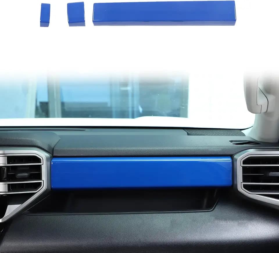HAPPYHORSE Car Center Control Dashboard Panel Strips Trim Compatible with Toyot@ Tundra/Sequoia 2022-2025 Central Control Panel Protective Cover Decoration Accessories (Blue)