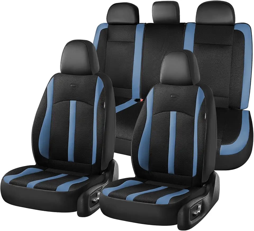 FLORICH Car Seat Covers, Breathable Mesh Automotive Seat Cover Full Sets, Front Seat Covers and Back Seat Cover Universal Car Interior Protectors Cushion for Most Cars&SUV-Blue