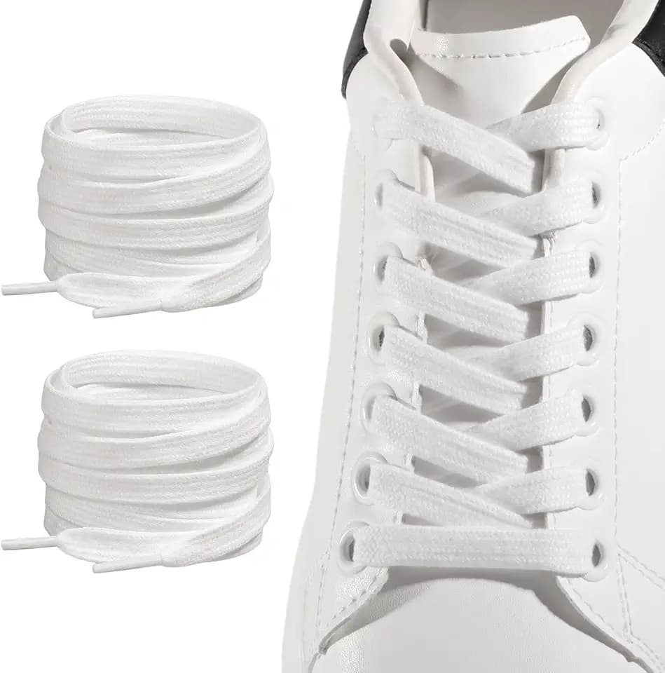 2 Pair Flat Cotton Shoelaces – Durable Double-Layer Athletic Shoe Laces