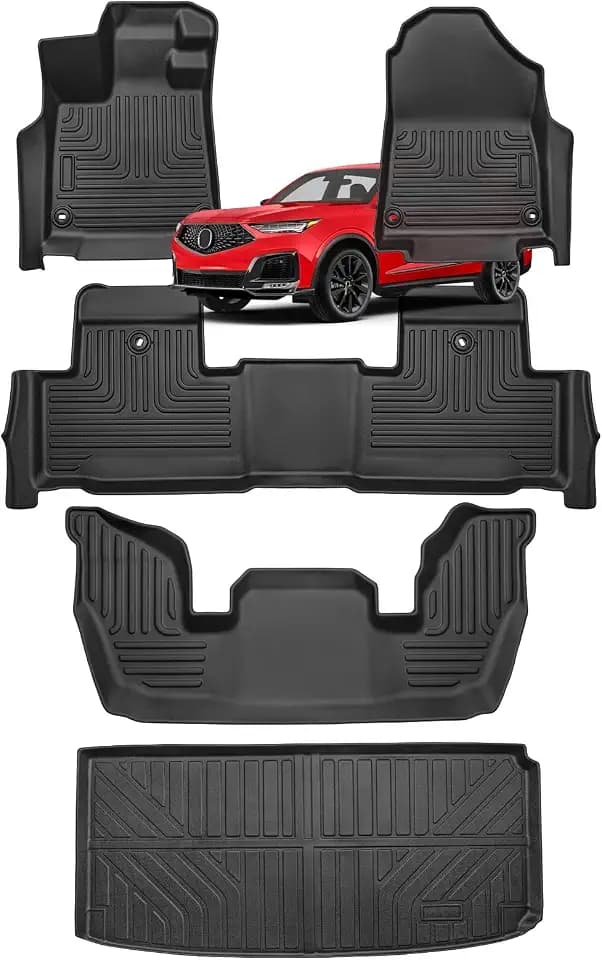 DrCarNow All Weather Floor Mats Full Set for Acura MDX 2026 2025 2024 2023 2022, Custom Fit 7 Seat 3 Rows Cargo Liner Waterproof Car Mats for MDX A-spec SUV Accessories (Not for MDX Type S Advance