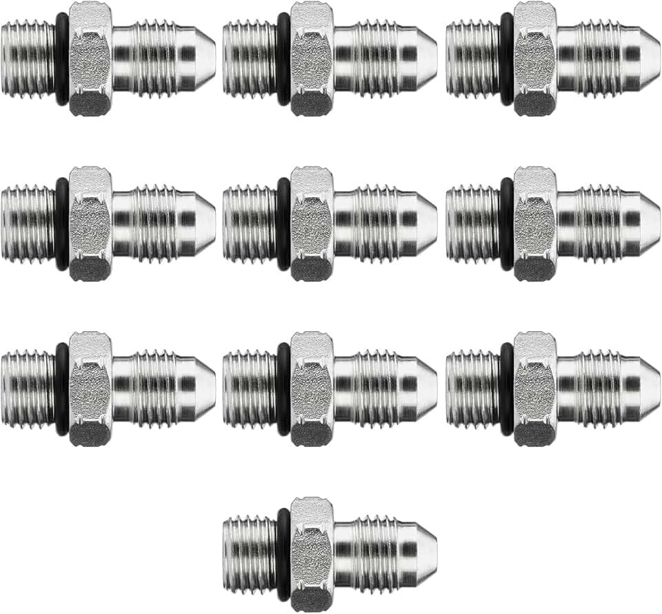 10PCS Hydraulic Adapter Fitting: 1/4" JIC Male x #4 SAE/ORB Male