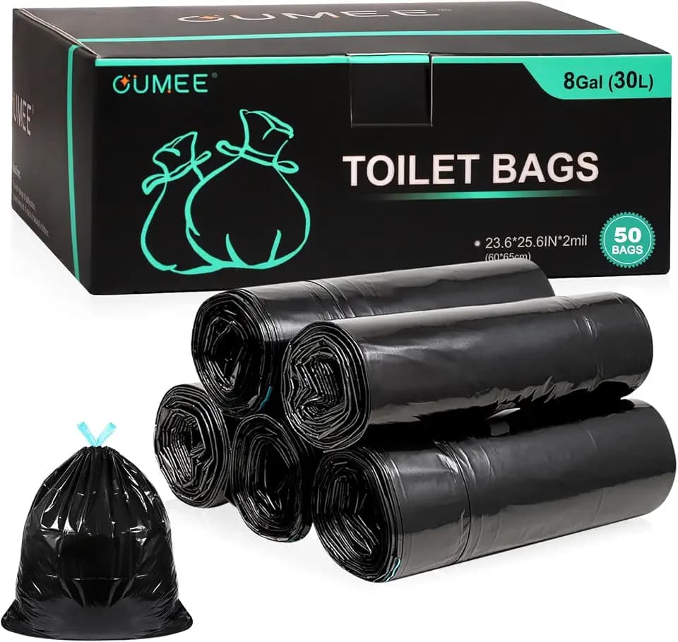 50 Pack Camping Toilet Bags, 8 Gallon Portable Toilet Bags