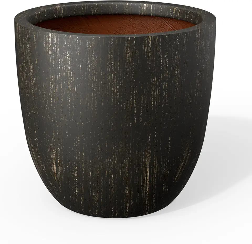 Kante Vintage BRN Concrete Planter 14" Dia All-Weather Round Accent Pot