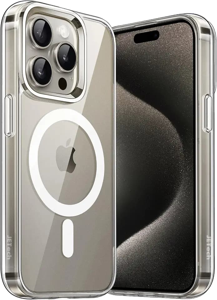 JETech Magnetische Hülle für iPhone 15 Pro, Durchsichtig