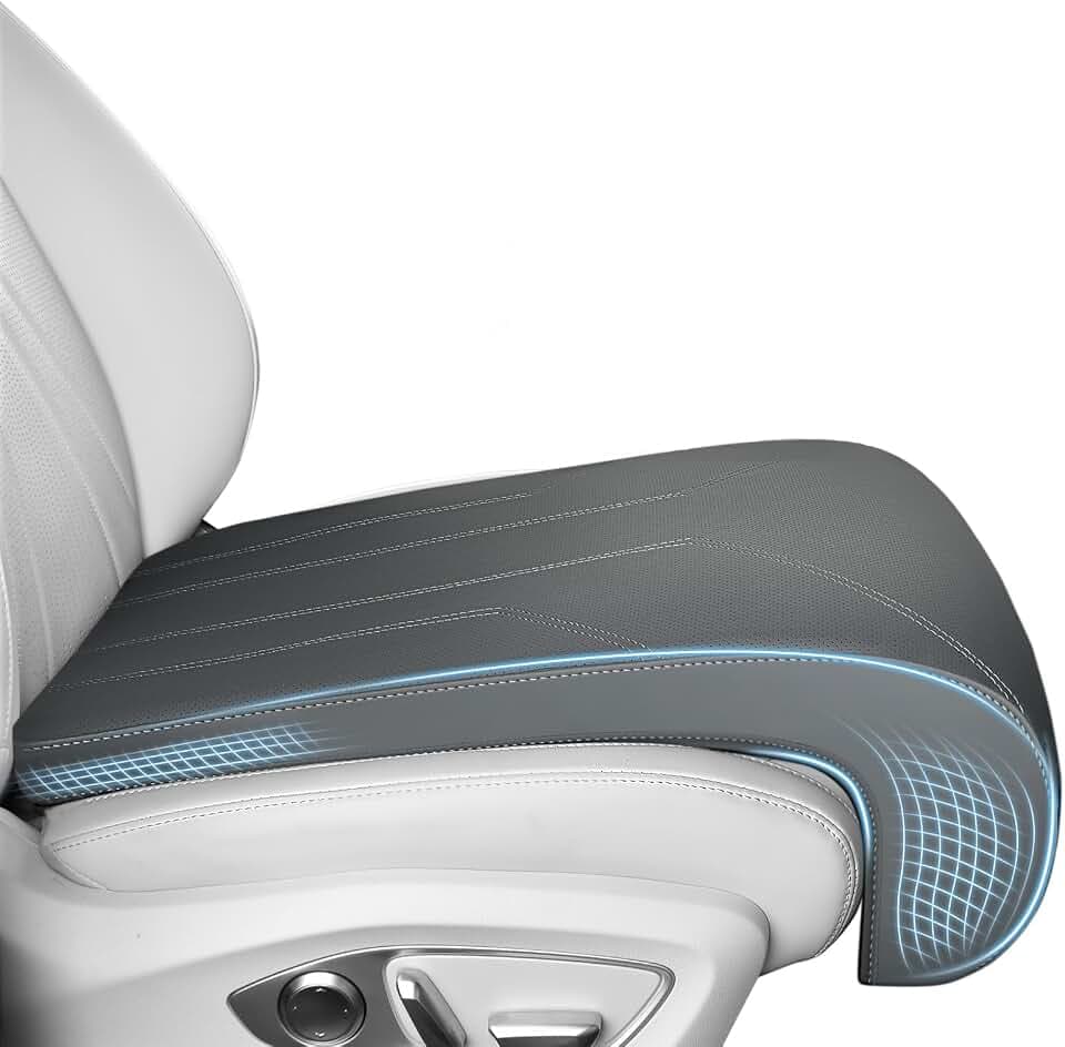 FLORICH Car Seat Extender Leg Extender Support Cushion for Driver Seats Office Chair, Leather Carseat Leg Support for Long Drivers Universal Car Seat Cushion Legs Rest Pads-Dark Grey