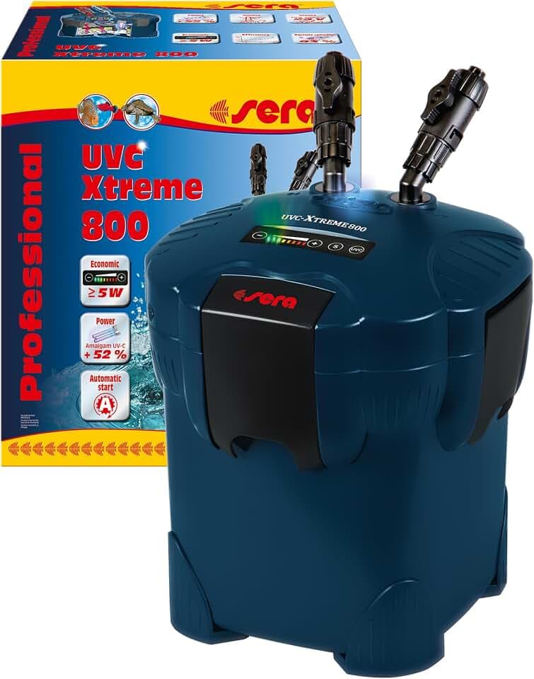 sera UVC-Xtreme 800 | Außenfilter für Aquarien | mit integrierter UVC-Amalgam-Lampe | elektronisch steuerbar | 2 Leistungsstufen | für klares und gesundes Wasser