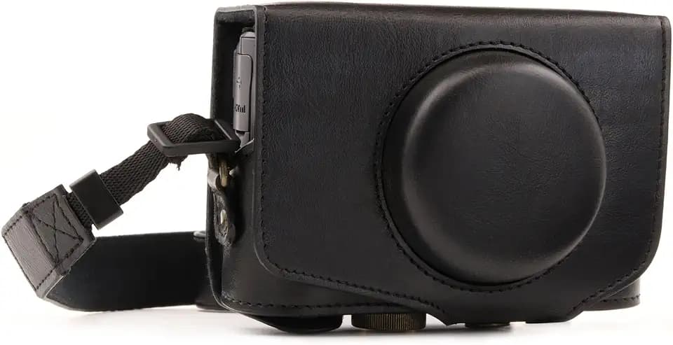 MegaGear MG1173 Canon PowerShot SX740 HS, SX730 HS Ever Ready Leather Camera Case with Strap - Black