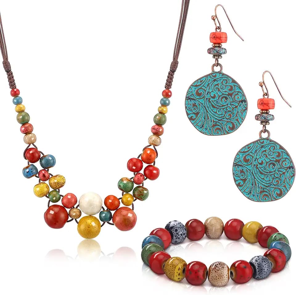 Liliaafar 3 Pcs Boho Jewelry Set for Women Colorful Beaded