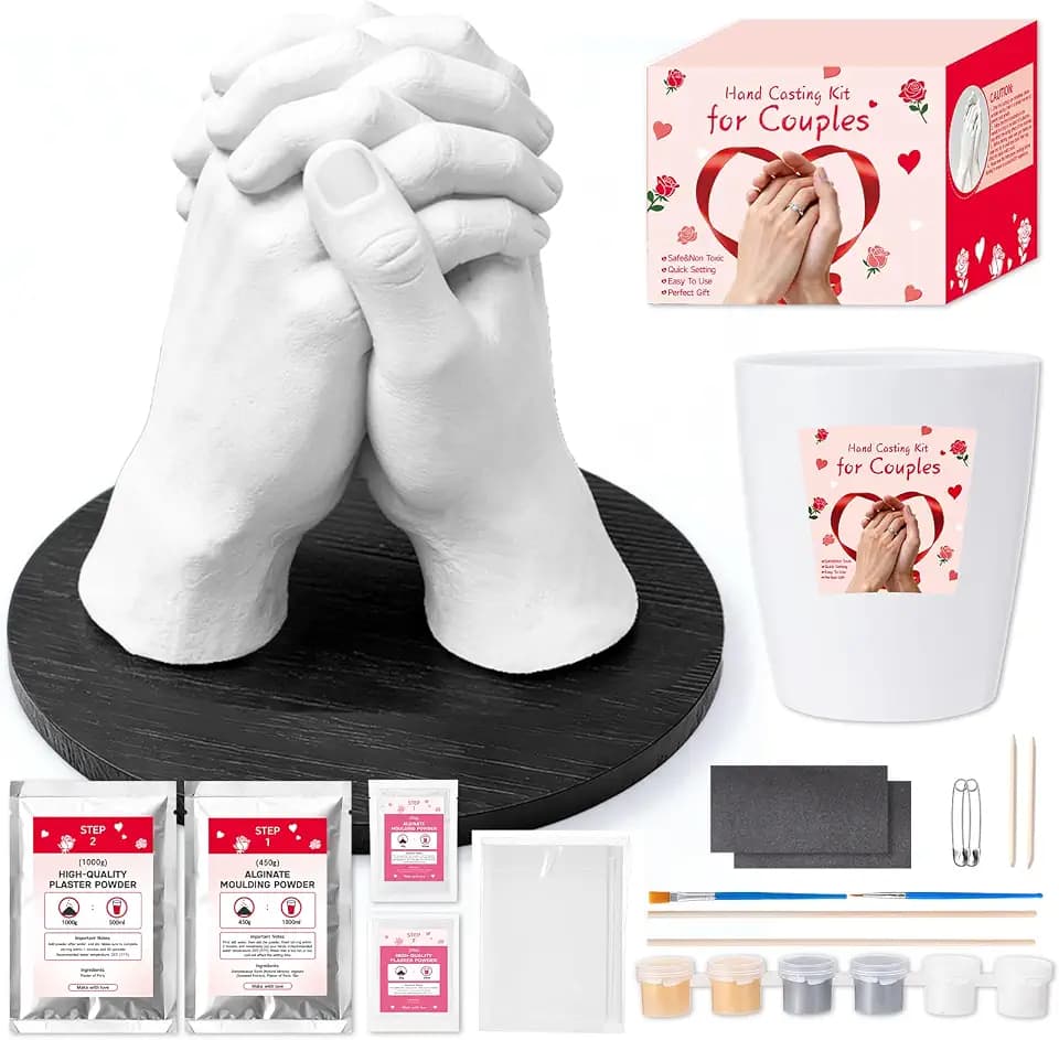 Hand Casting Kit for Couples with Base & Paints, Includes Practice Kit