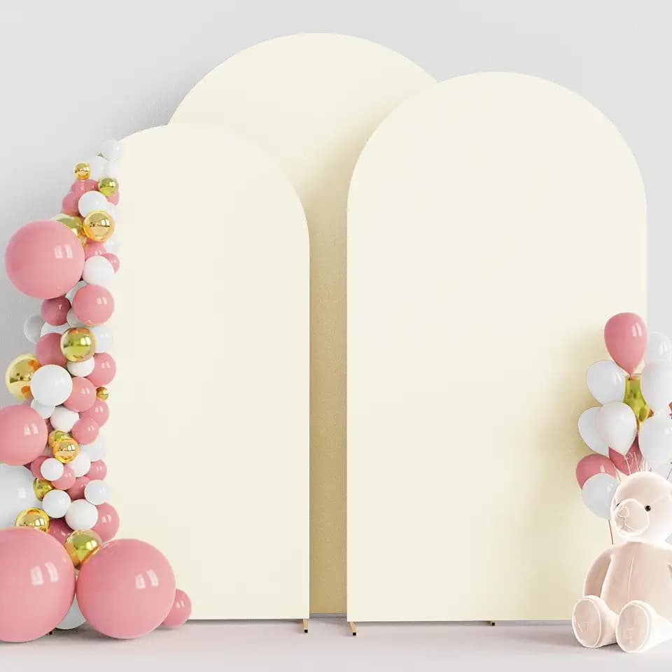 Wokceer Arch Backdrop Cover Ivory Arch Covers Stretchy 7.2FT,6.6FT,6FT