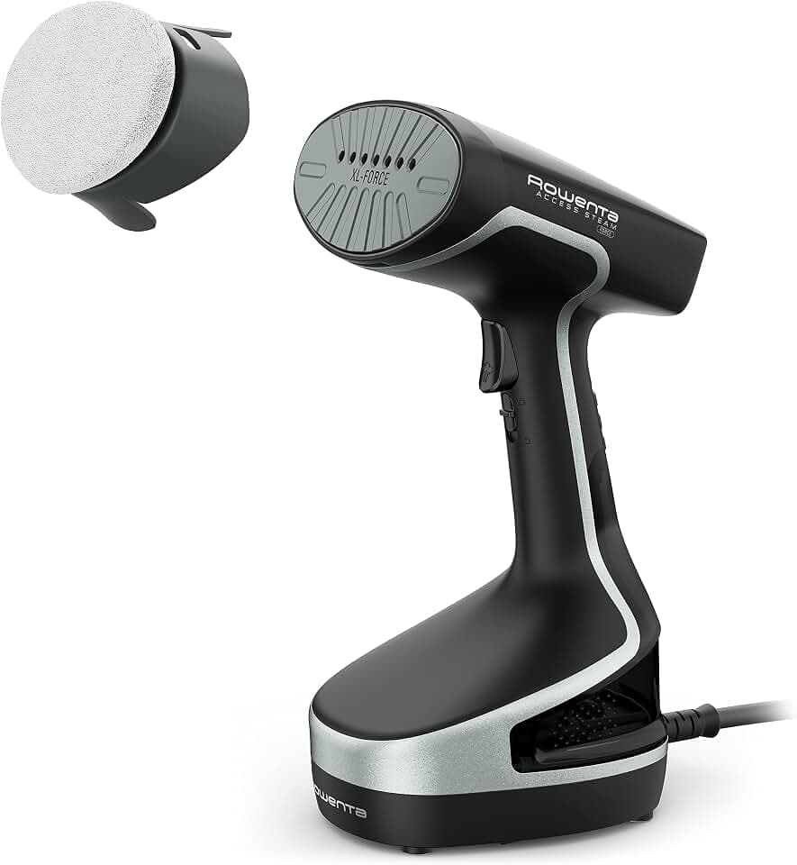 Rowenta Steam Force Dampfbürste, 2000 W, kontinuierlicher Dampf 30 g/min, Dampfstoß von 90 g/min, schnelles Erhitzen, Hygiene und Desinfektion, 2 Dampfeinstellungen, Schwarz/Silber, DR8250