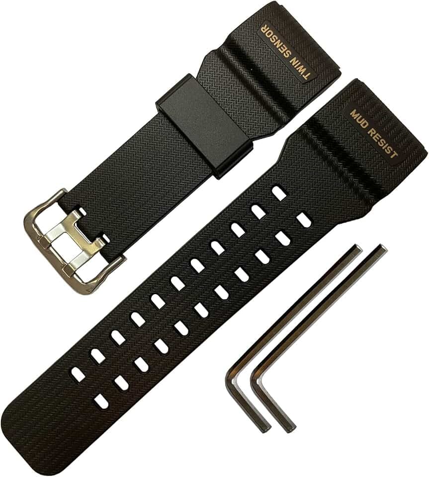 Natural Rubber Strap/Replacement Watch Band for Casio men's G-Shock Master of G Mudmaster Twin Sensor Sports Watch GG-1000/ GWG-100/ GSG-100 Series Watch Strap