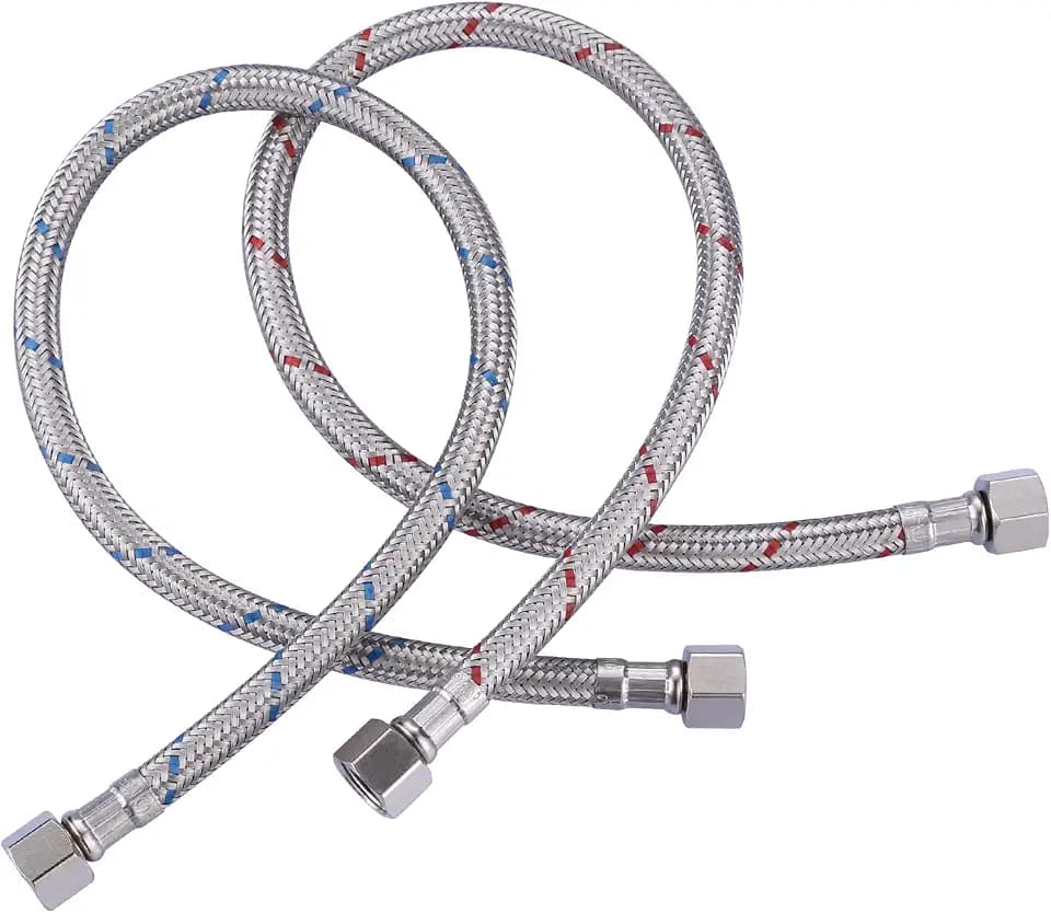 ARCORA 12-Inch Faucet Hose Connects Kitchen Bathroom Sink to Water Supply, Stainless Steel cUPC Supply Lines with 3/8-Inch x 3/8-Inch Female Compression Thread 1 Pair