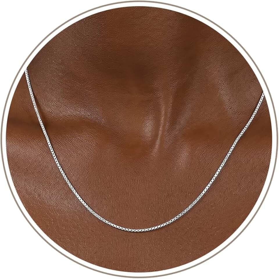 925 Sterling Silver Chain for Women - 1.1mm Silver Box Chain(22in)
