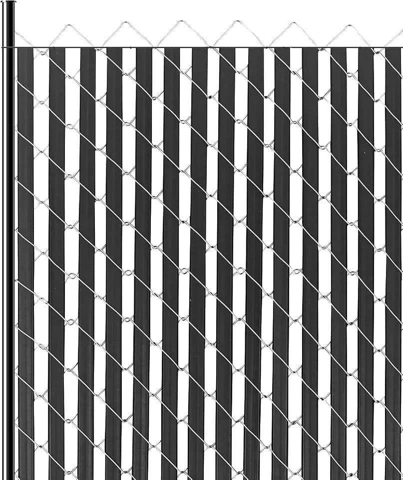 VEVOR Bottom Locking Privacy Slats, Double-Wall Vertical Bottom-Locking Slats for Chain-Link Fence, High-Density HDPE Chain Link Slats Ideally Fit 6' High Fence for Garden, Farm, Sports Field(Black)