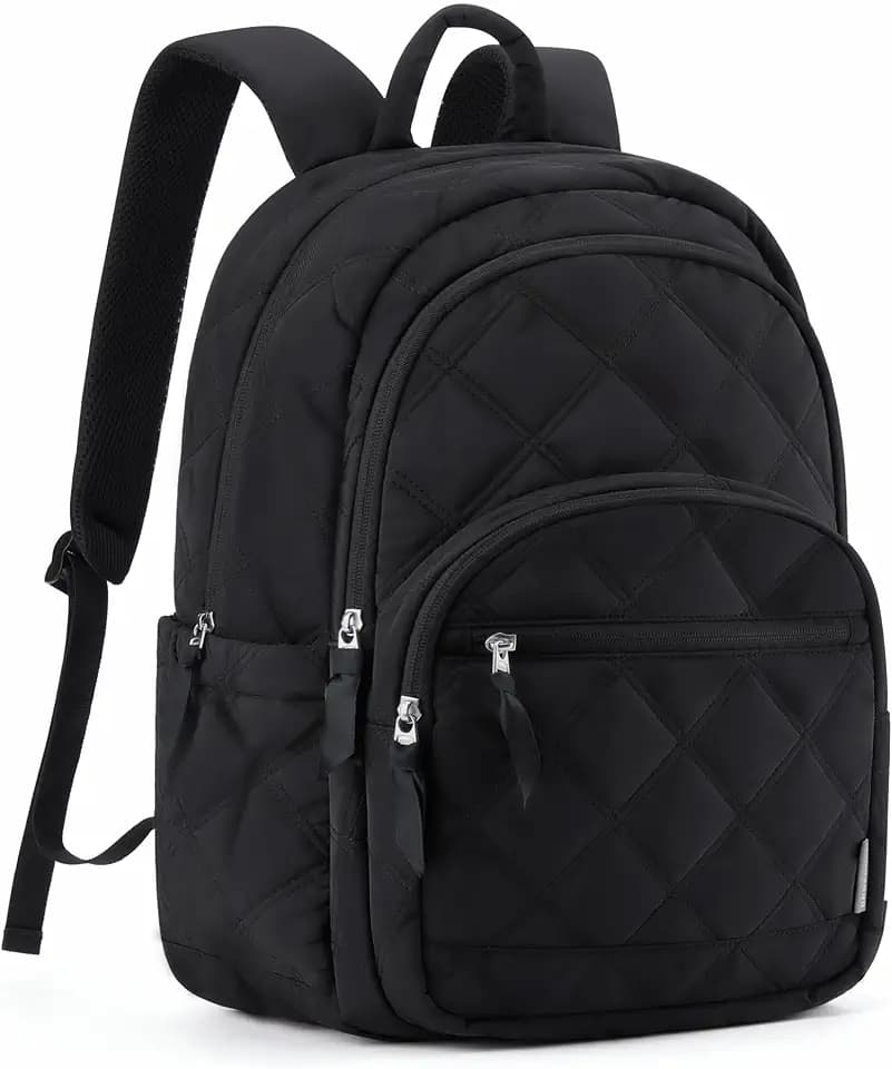 BAGSMART College Laptop Backpack,Cute Travel Backpack for Women,Quilted Computer Bookbag