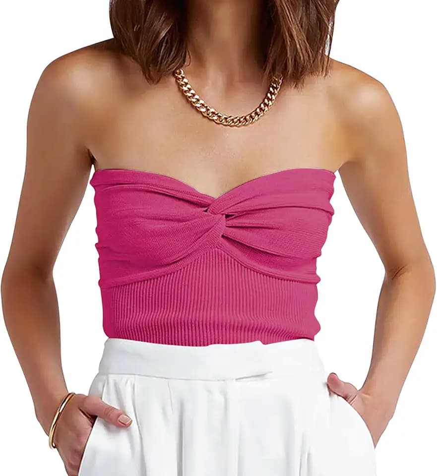 ANRABESS Tube Tops for Women Strapless Bandeau Cropped Tank