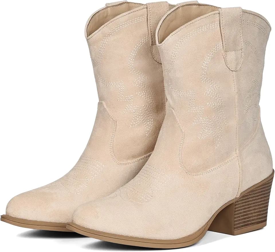 IXU Cowboy Boots for Women Ankle Cowgirl Wide Western Short Booties
