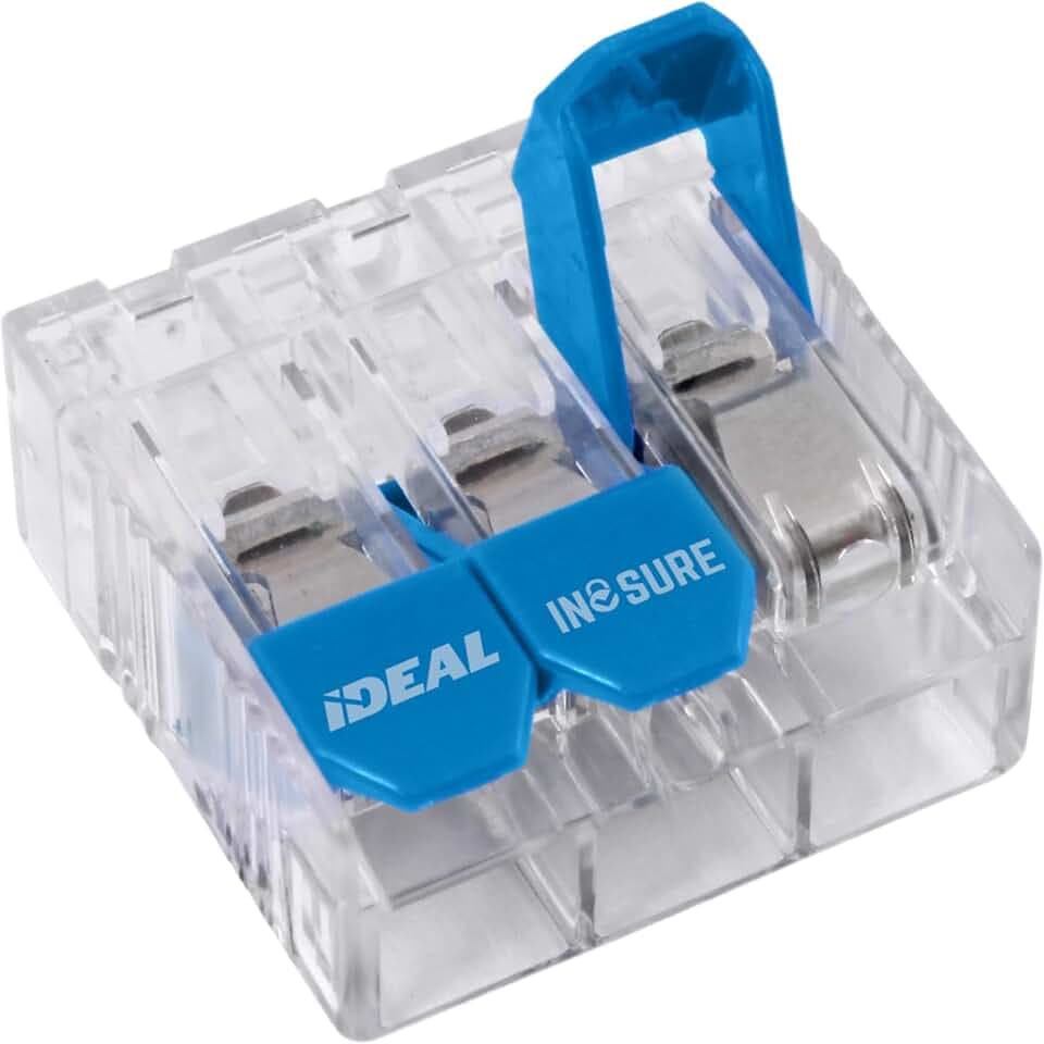 Ideal Electrical in-Sure Lever Wire Connector,10 AWG, 3-Port (30-10L33), Box of 75—Compact Releasable Connectors for Solid and Stranded Wires