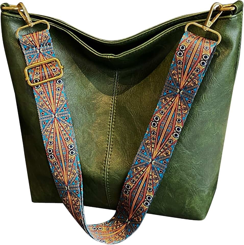 Hobo Bags for Women Crossbody Bag Guitar Strap Purse Vegan Leather Shoulder Handbags Boho Purses Tote Bucket Bag