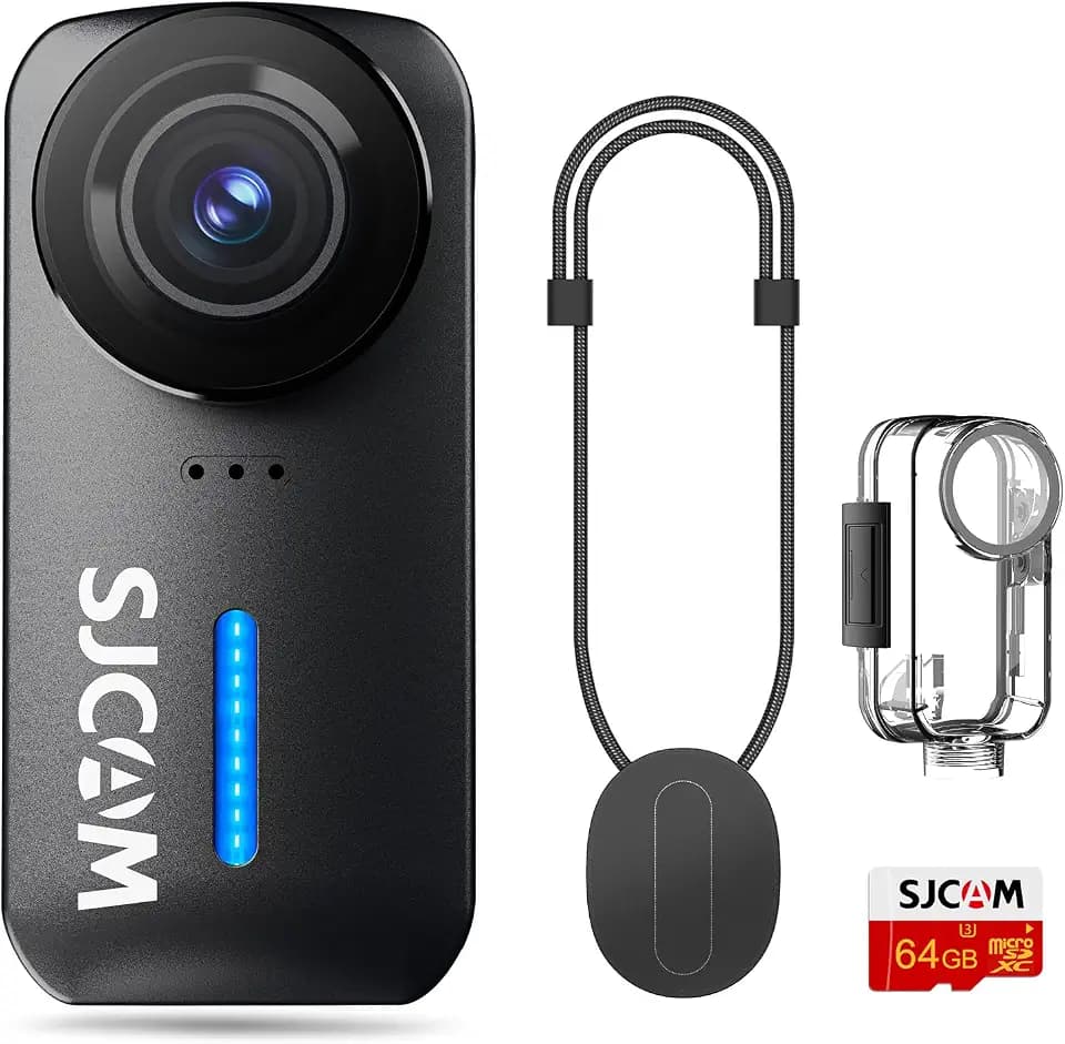 SJCAM C110+ Magnetic Combo, POV 4K Pocket Action Camera, 170° FOV, 6-Axis Stabilization,Mini Body Cam, Waterproof, Wearable, Portable POV,Built-in Spkr & Mic for Vlogging, with Helmet Mount Kits,Black