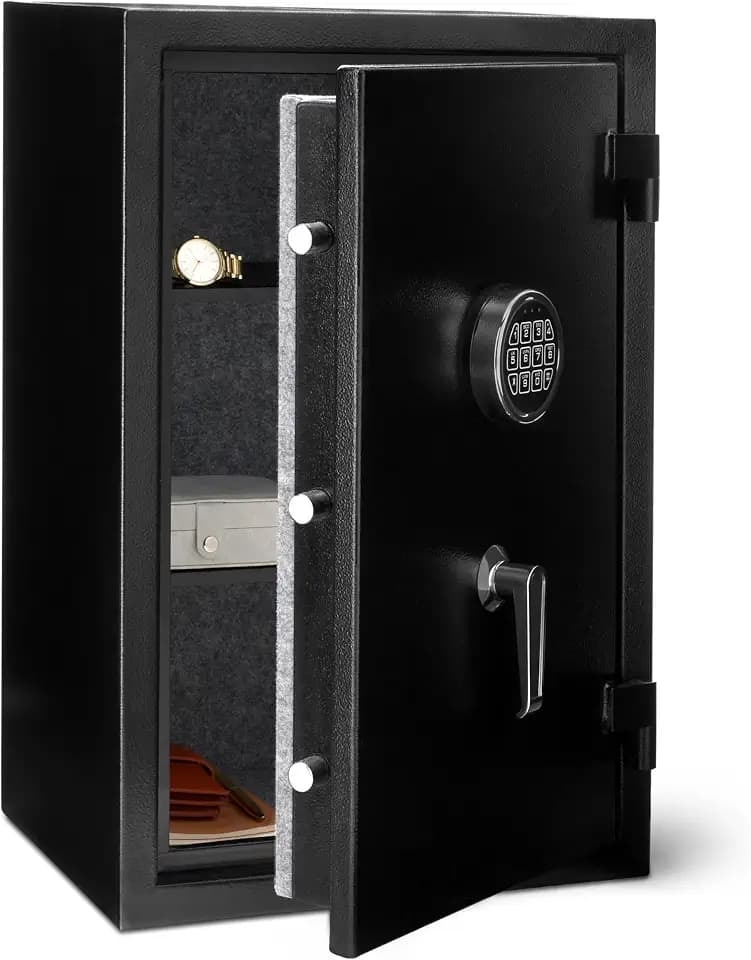 Amazon Basics Safe, feuerfest, mit programmierbarem elektronisch Tastenfeld, 60 l Volumen, schwarz, 43 cm B x 35 cm T x 66 cm H