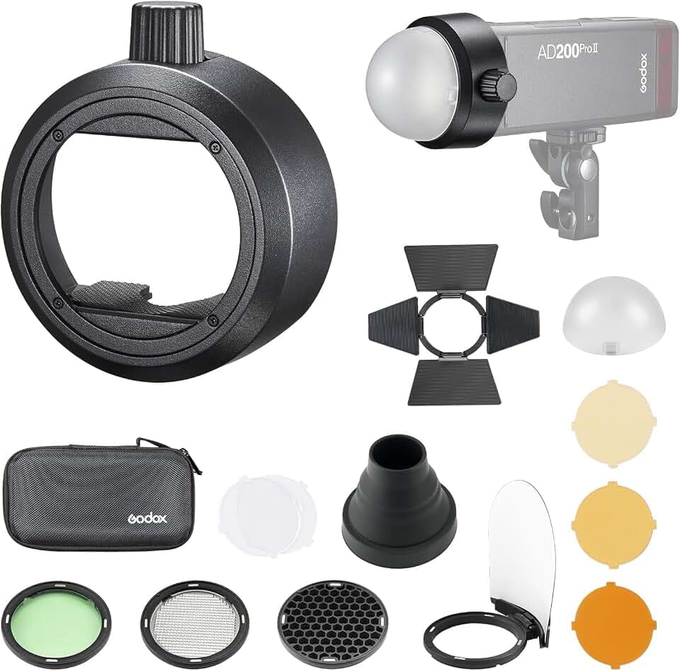 Godox AK-R1 Accessories Kit & S-R2 Round Flash Head Adapter for Godox V860II, V860III, V850II, V850III, TT685II, TT600, V350, TT350, AD200PROII