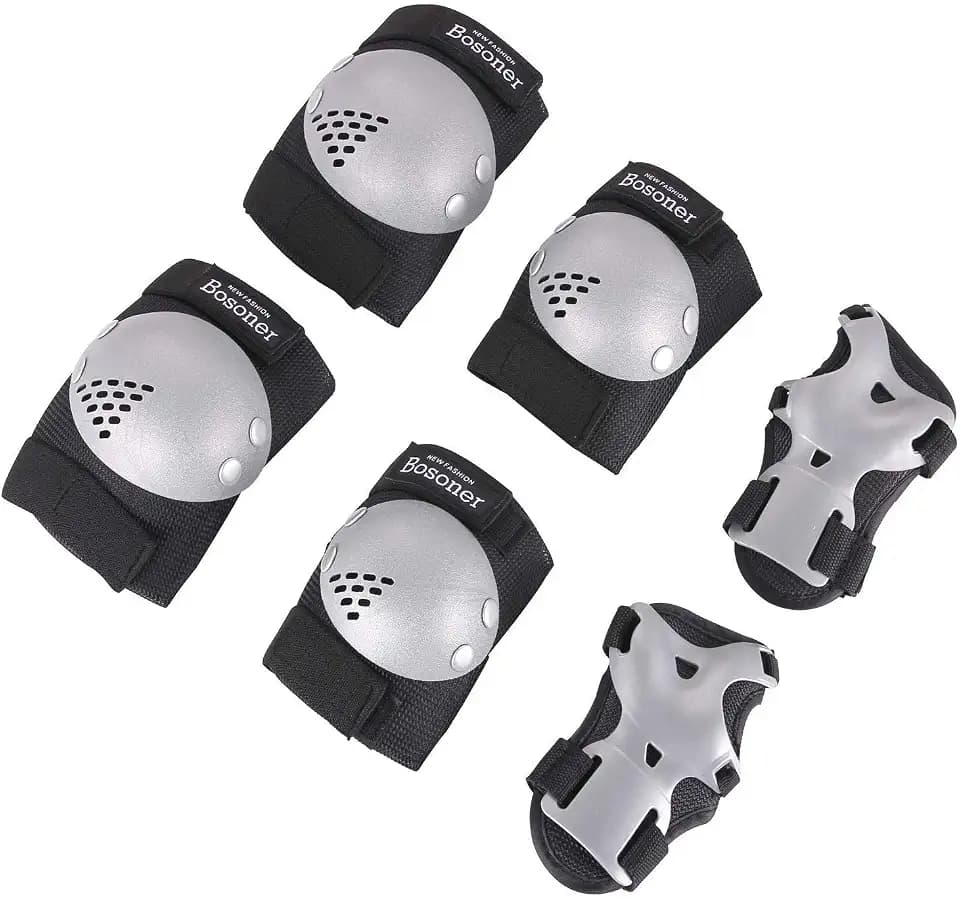 BOSONER Kids/Youth Knee Pads Elbow Pads Wrist Guards Set for 3-15 Years, Child Protective Gear Set for Roller Skates, Cycling, BMX Bike, Skateboard, Inline Skating, Scooter Riding Sports…