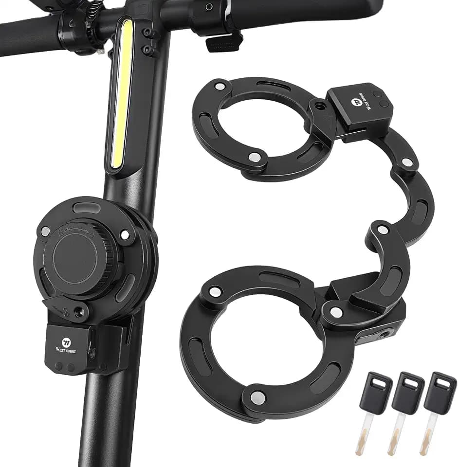 Faltbares E Scooter Schloss Hohe Sicherheit, Handschellenschloss mit Halter für E Roller&Fahrrad,E Roller Schloss für Segway-Ninebot,Xiaomi,NIU,Nieten Aus 304 Edelstahl,8 mm Dicke Gliedern