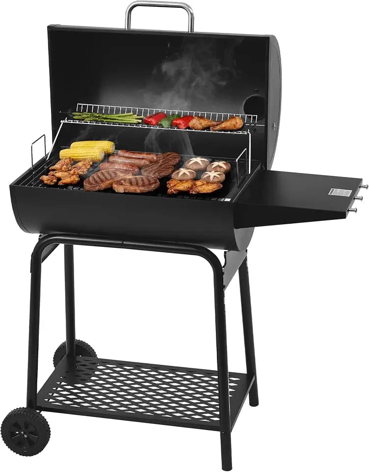 Royal Gourmet CC1830 28 Inch Barrel Charcoal Grill, Side Table