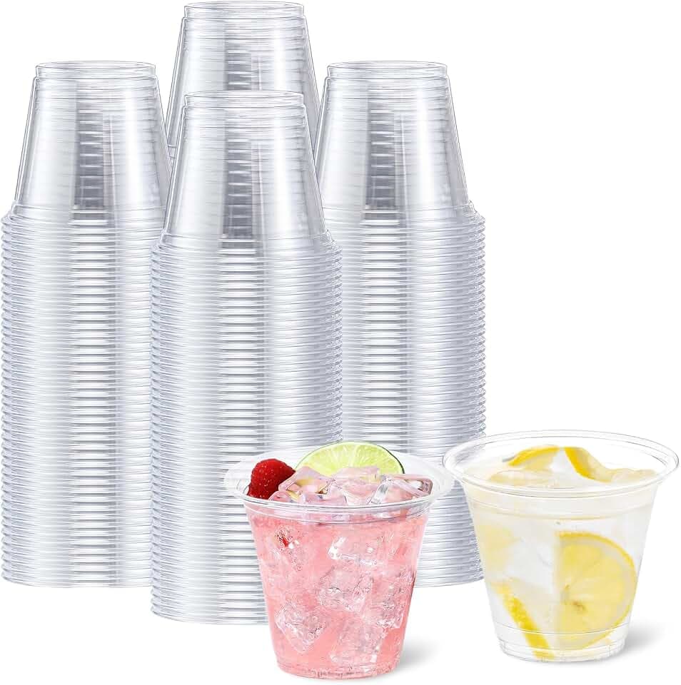 BYSNOW 250 Pack 9 oz Clear Plastic Cups Disposable Plastic Wine Cups