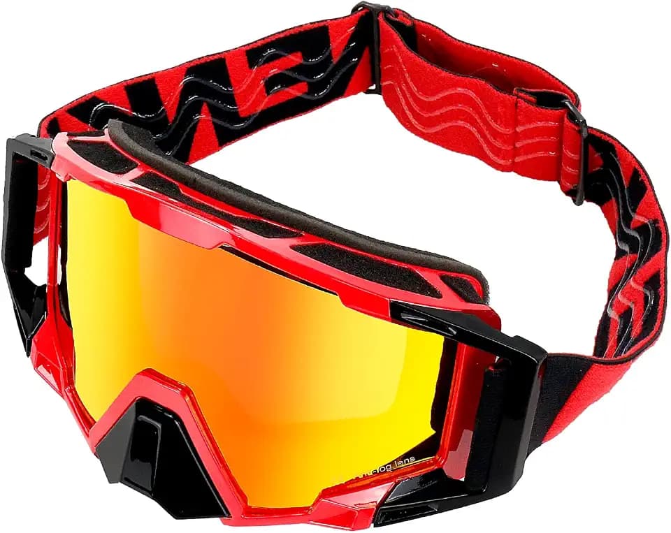 Motocross Goggles with Nose Guard, Anti-Fog OTG Motorcycle ATV MX Goggles for Men & Women, UV Protection Off-Road Eyewear