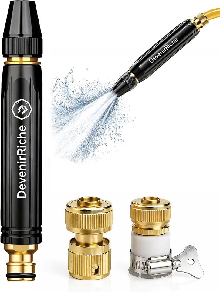 Home High-Pressure Car Wash Water Gun with Booster Nozzle and Hose, Metal 3 Adjustable Water Cannon/Sprayer/Washer, A Must-Have for Watering Plants Pet Rinsing Floor (C)